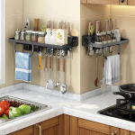 Wall Mounted Knife Cutlery holder with hooks-60cm - Image 3