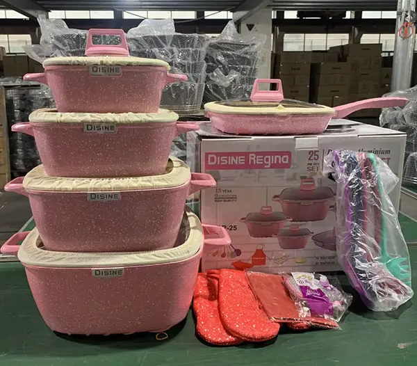 Non-stick Die Cast Granite Square Pot Set-25pcs