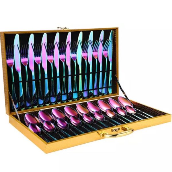 48pcs Cutleries Set with Gift Box- Rainbow