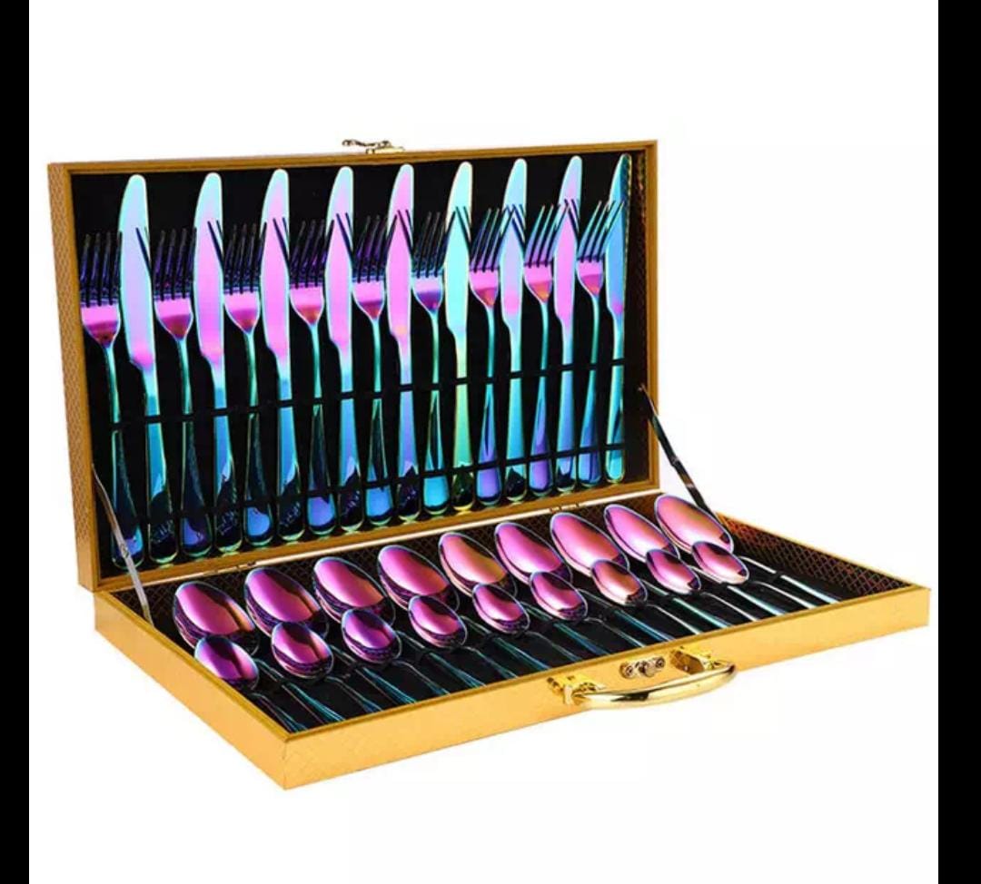 IMG-20230923-WA0002 48pcs Cutleries Set with Gift Box- Rainbow - Image 1