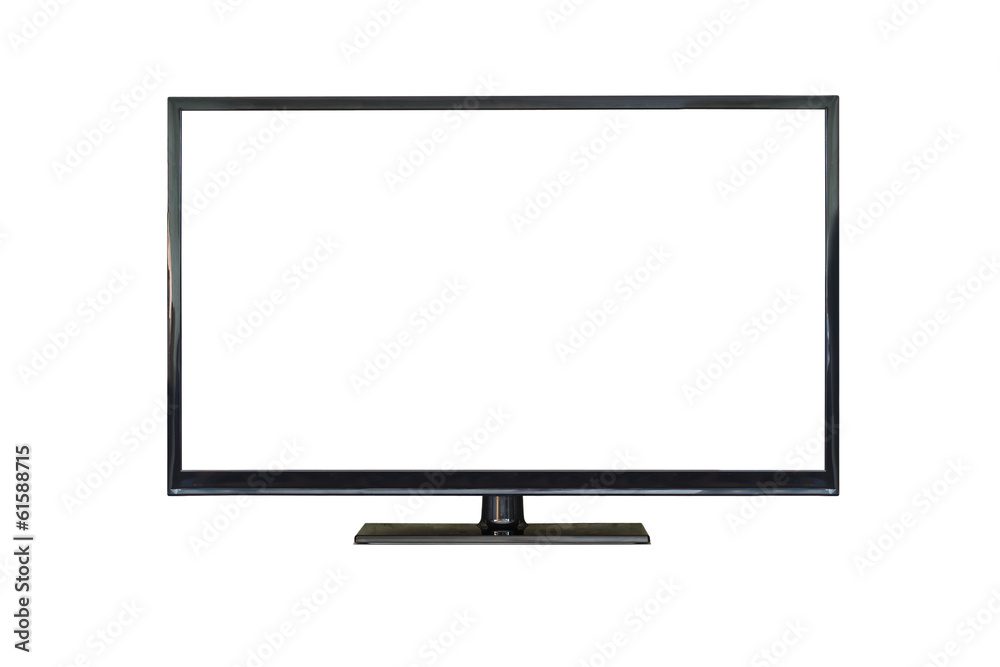 Front shot of plasma tv screen isolated on white