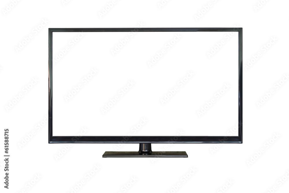 Front shot of plasma tv screen isolated on white